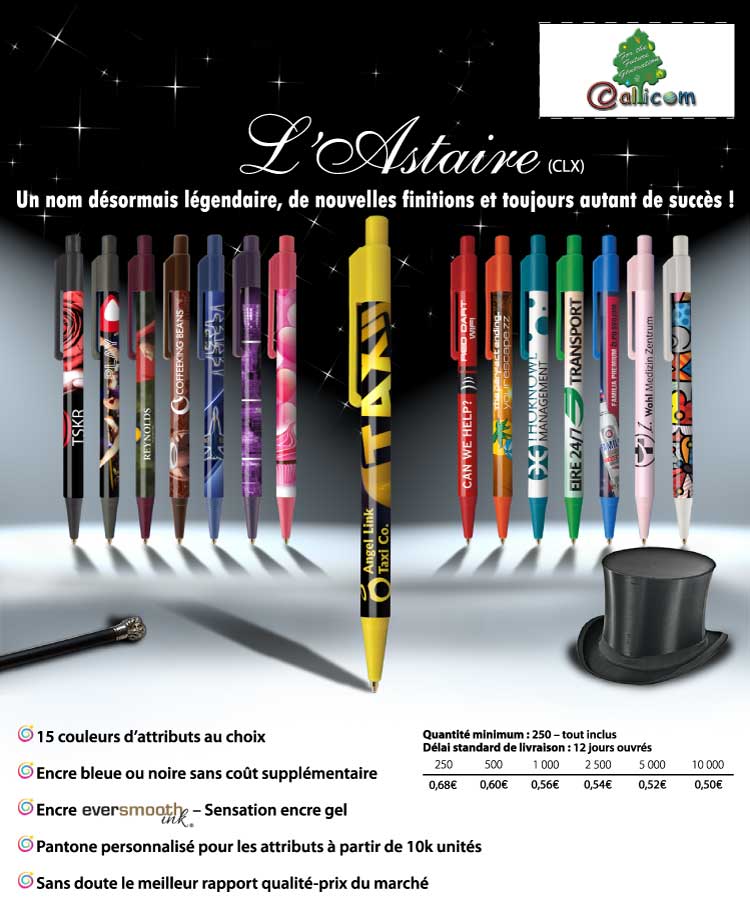promotion publicité stylos astaire